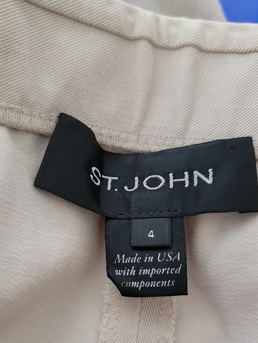 St. John Cotton Pull-On Trousers Side Zipper Split Hem Sz 4 Light Khaki - Picture 6 of 13